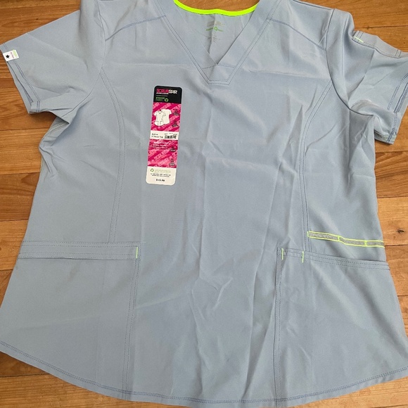 XL new scrub top blue grey 4 way stretch v neck - Picture 1 of 6